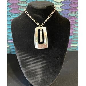 Fashion Statement Rectangle  Necklace w/Jeweled Hanging Insert